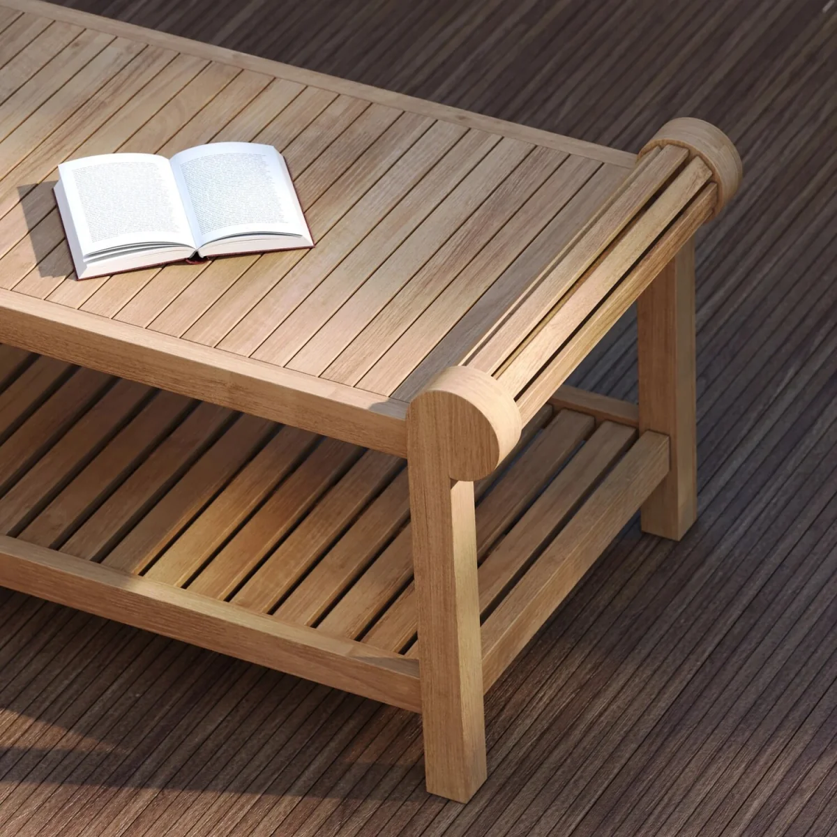 Lutyens Coffee Table - H 45cm x L 130cm - Natural Teak – image 3