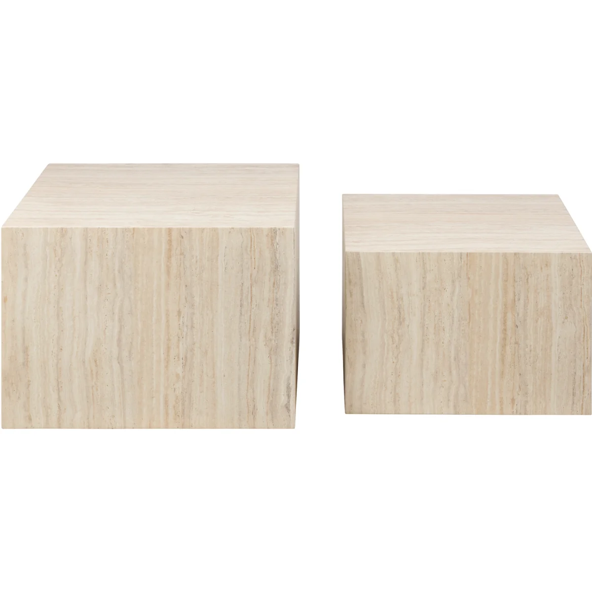 Dice Square Coffee Table Set in Light Travertine Effect - Travertine – image 2