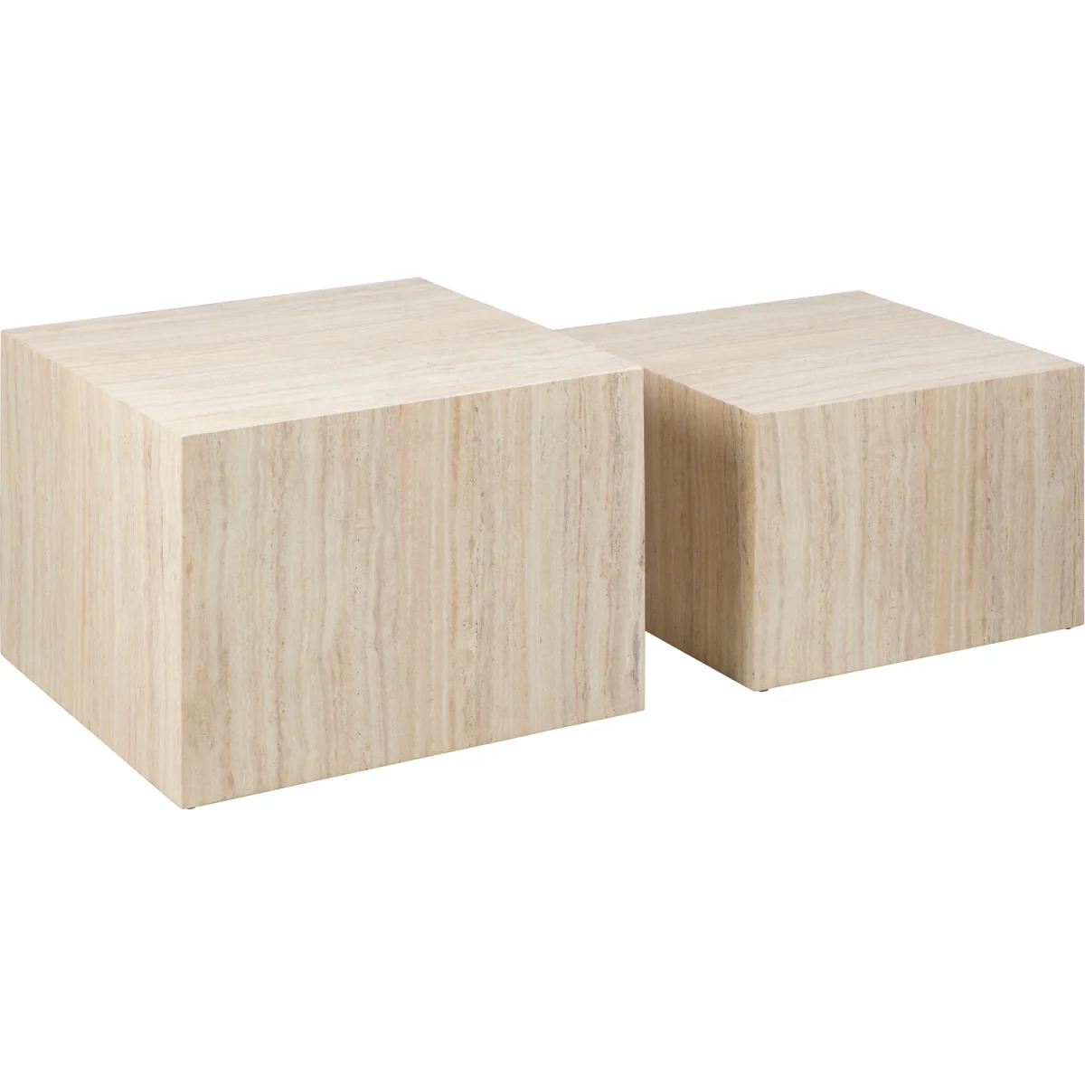 Dice Square Coffee Table Set in Light Travertine Effect - Travertine – image 3