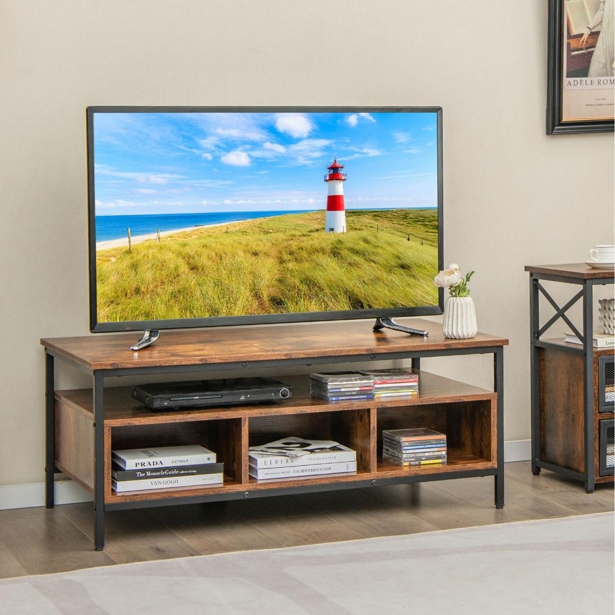 Costway Industrial 3-Tier Coffee Table Rectangular Center Table - Brown – image 7