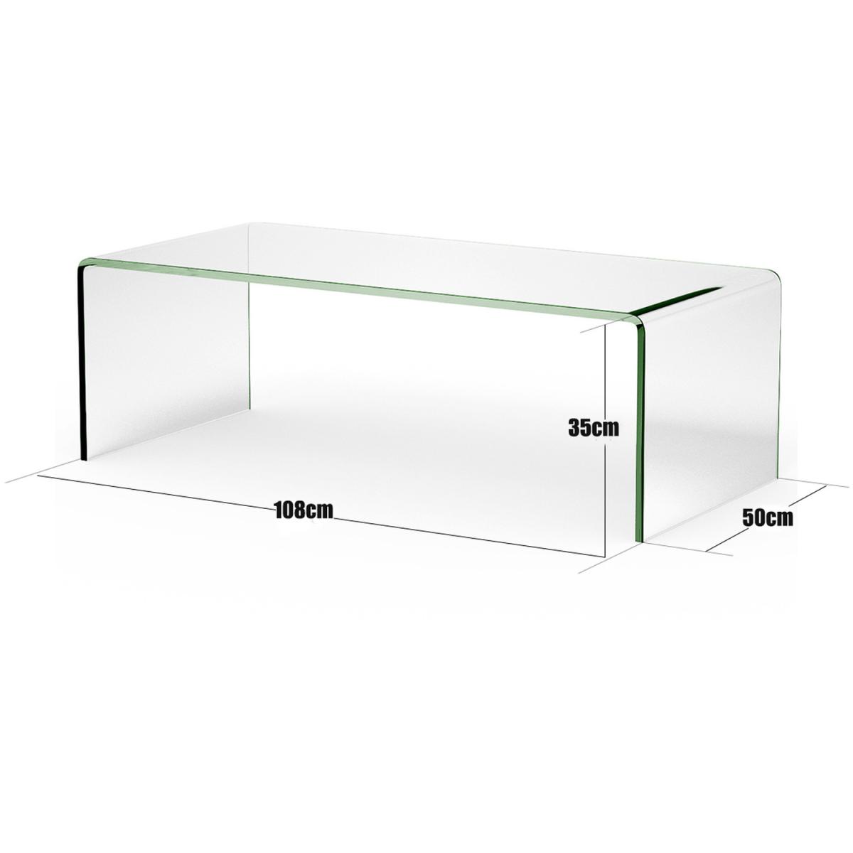 Costway U-shape Glass Coffee Table-Transparent - Transparent – image 2