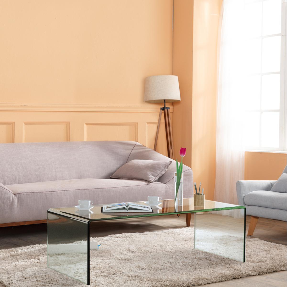 Costway U-shape Glass Coffee Table-Transparent - Transparent – image 3