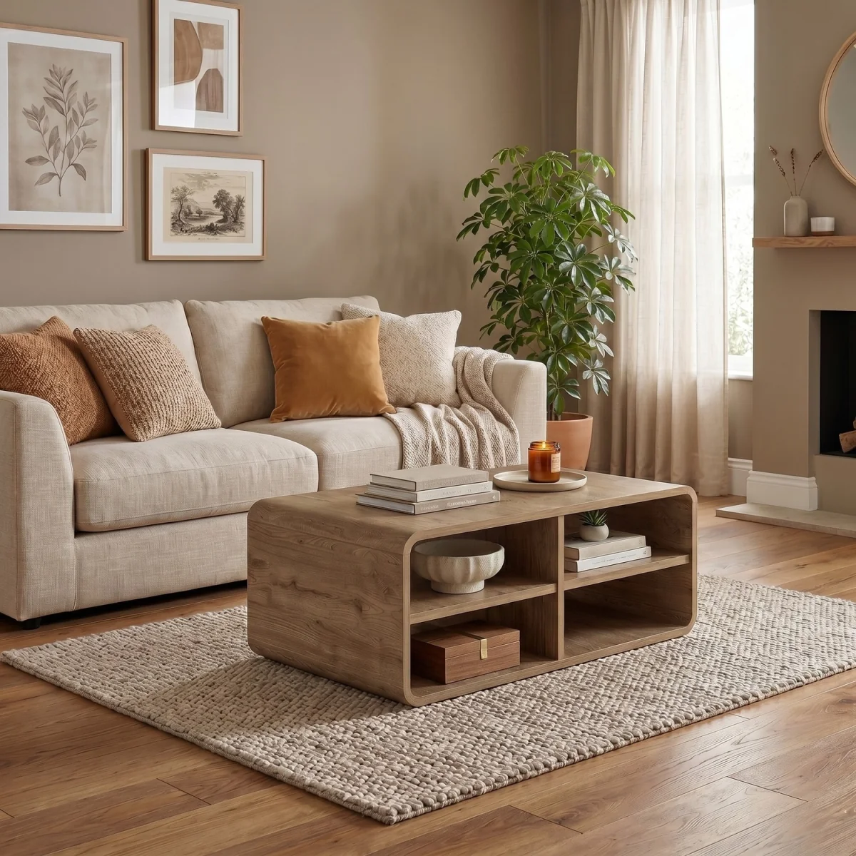 Decortie Rovel Open Shelf Coffee Table - Natural Oak – image 1