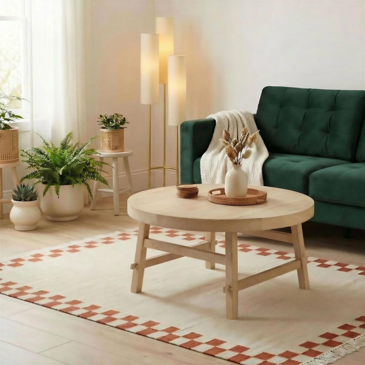 Rockies Round White Oak Wood Coffee Table - Oak – image 2