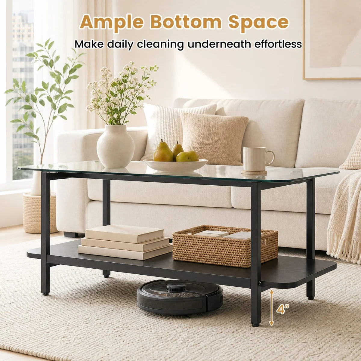 2 Tier Tempered Glass Coffee Table - Black – image 7