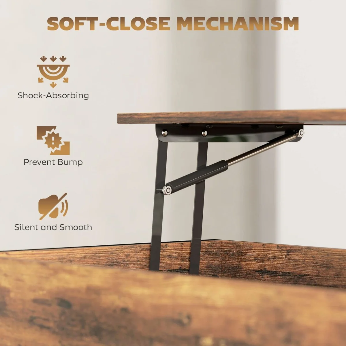 Vitoli Rustic Brown Lift-Top Coffee Table with Storage - Wyld Haus – image 2