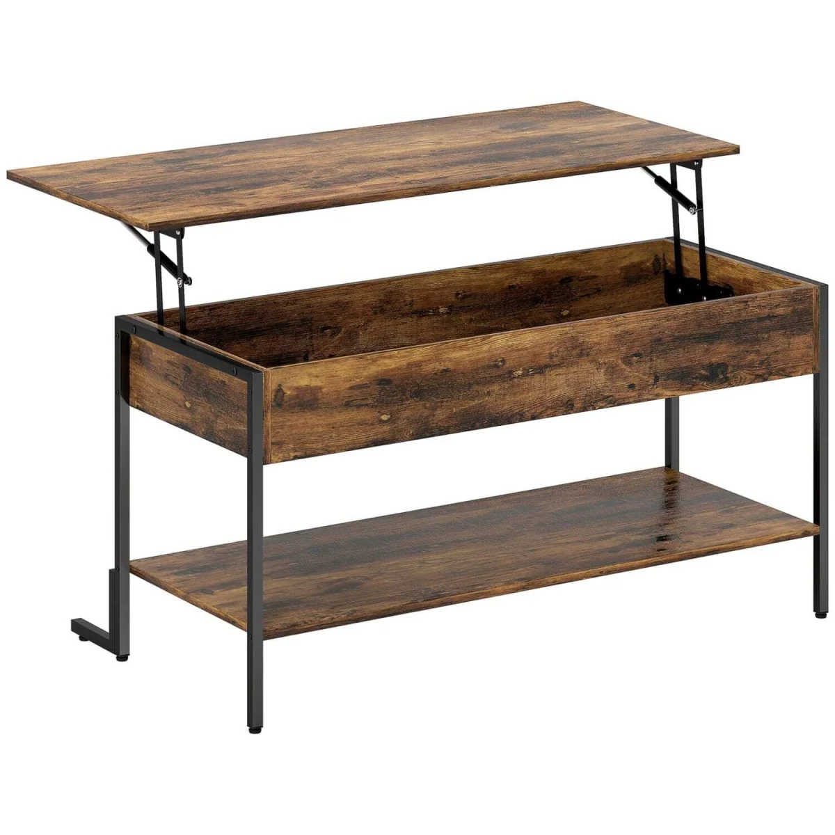 Vitoli Rustic Brown Lift-Top Coffee Table with Storage - Wyld Haus – image 3