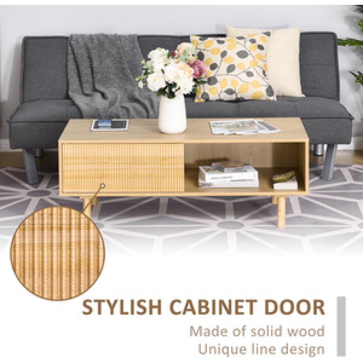 Modern Coffee Table With Storage Shelf - Nature Wood – image 3