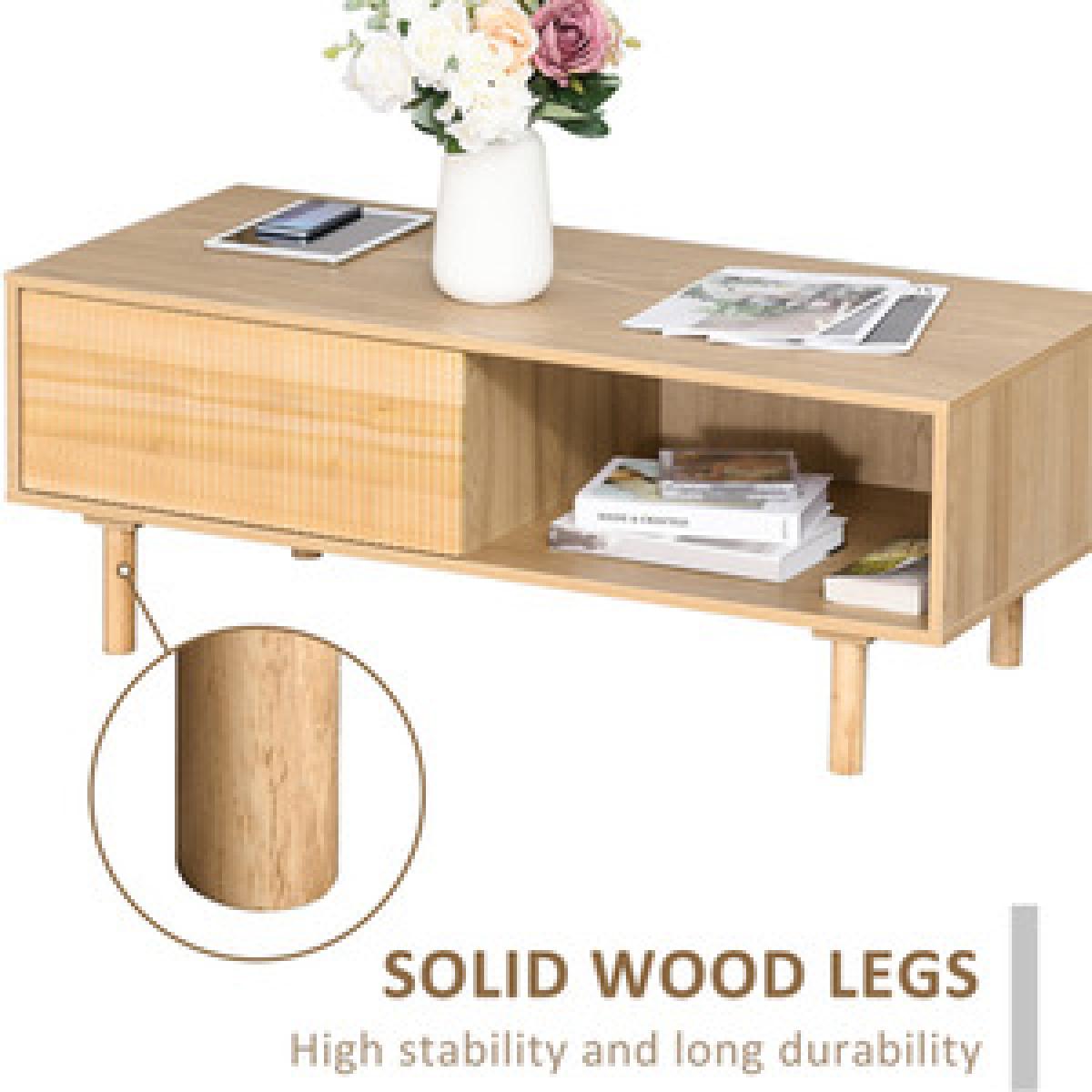 Modern Coffee Table With Storage Shelf - Nature Wood – image 4