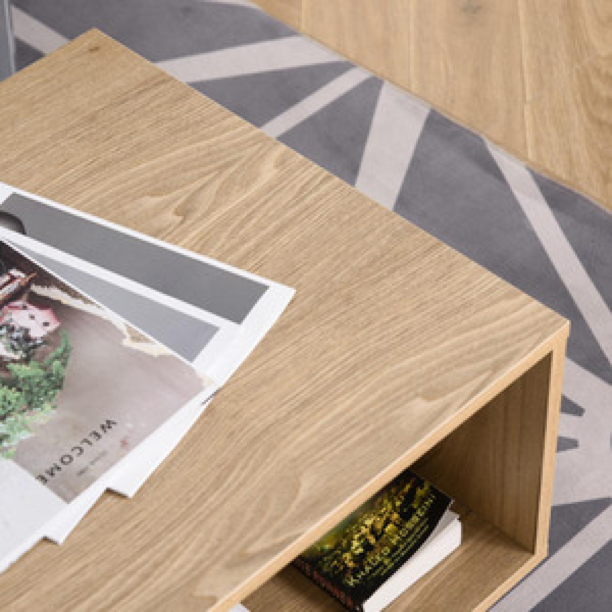 Modern Coffee Table With Storage Shelf - Nature Wood – image 5