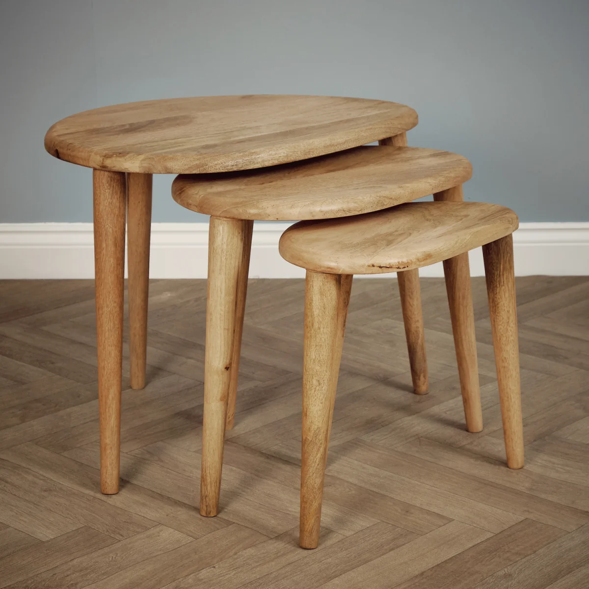3 Piece Nesting Coffee Table Set - Light Oak – image 2