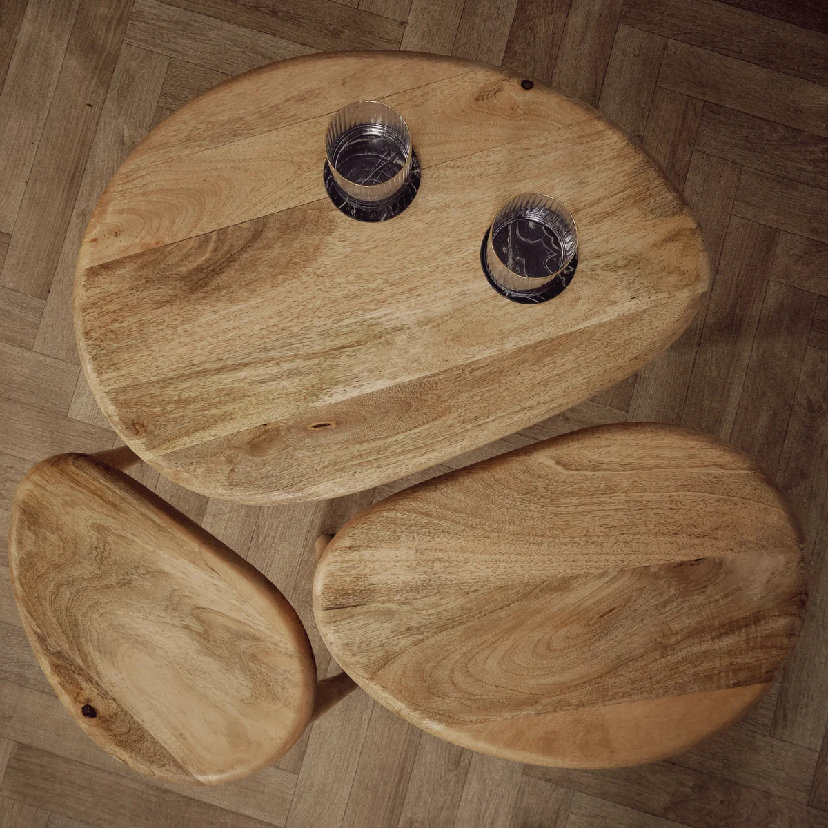 3 Piece Nesting Coffee Table Set - Light Oak – image 4