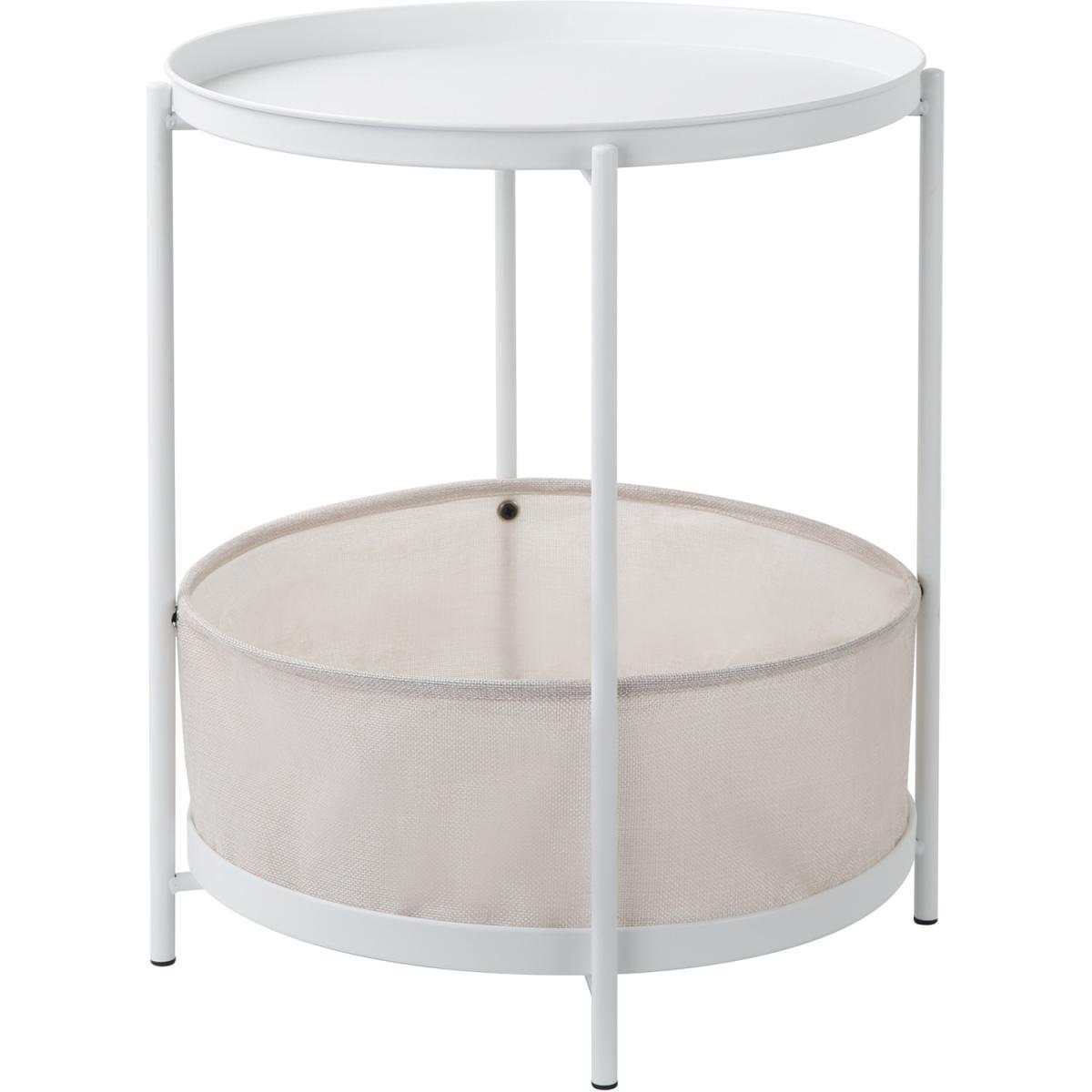 2-in 1 Bakewell - Side Coffee Table with Fabric Basket - White – image 3