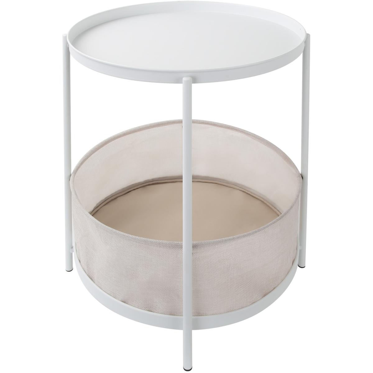 2-in 1 Bakewell - Side Coffee Table with Fabric Basket - White – image 4