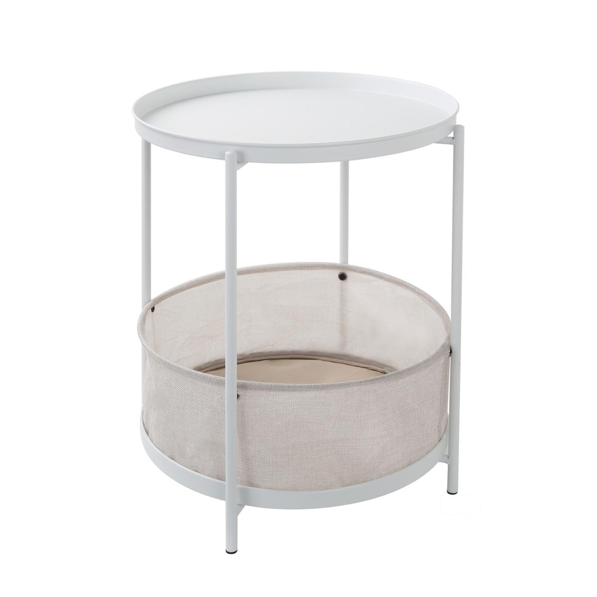 2-in 1 Bakewell - Side Coffee Table with Fabric Basket - White – image 5
