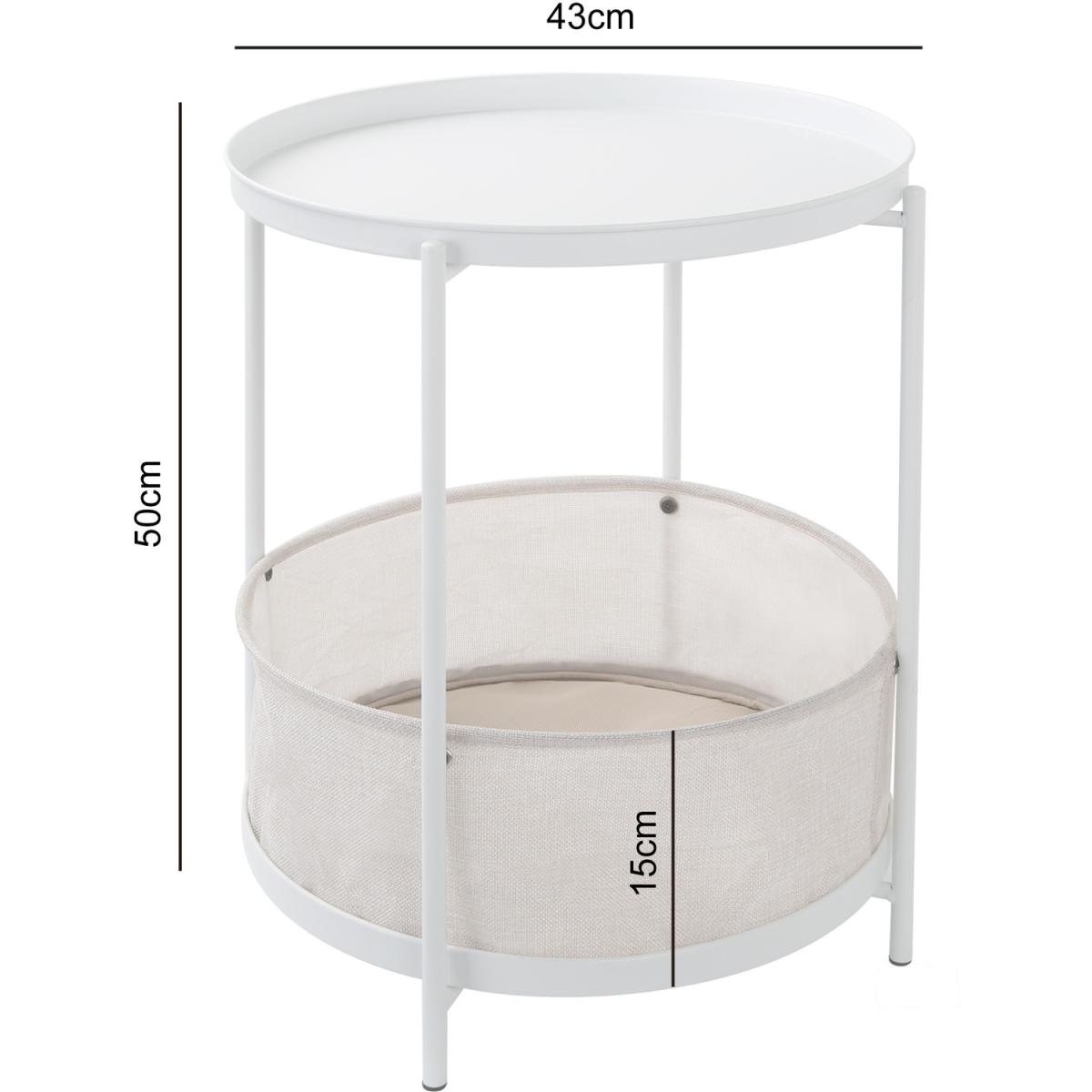 2-in 1 Bakewell - Side Coffee Table with Fabric Basket - White – image 10