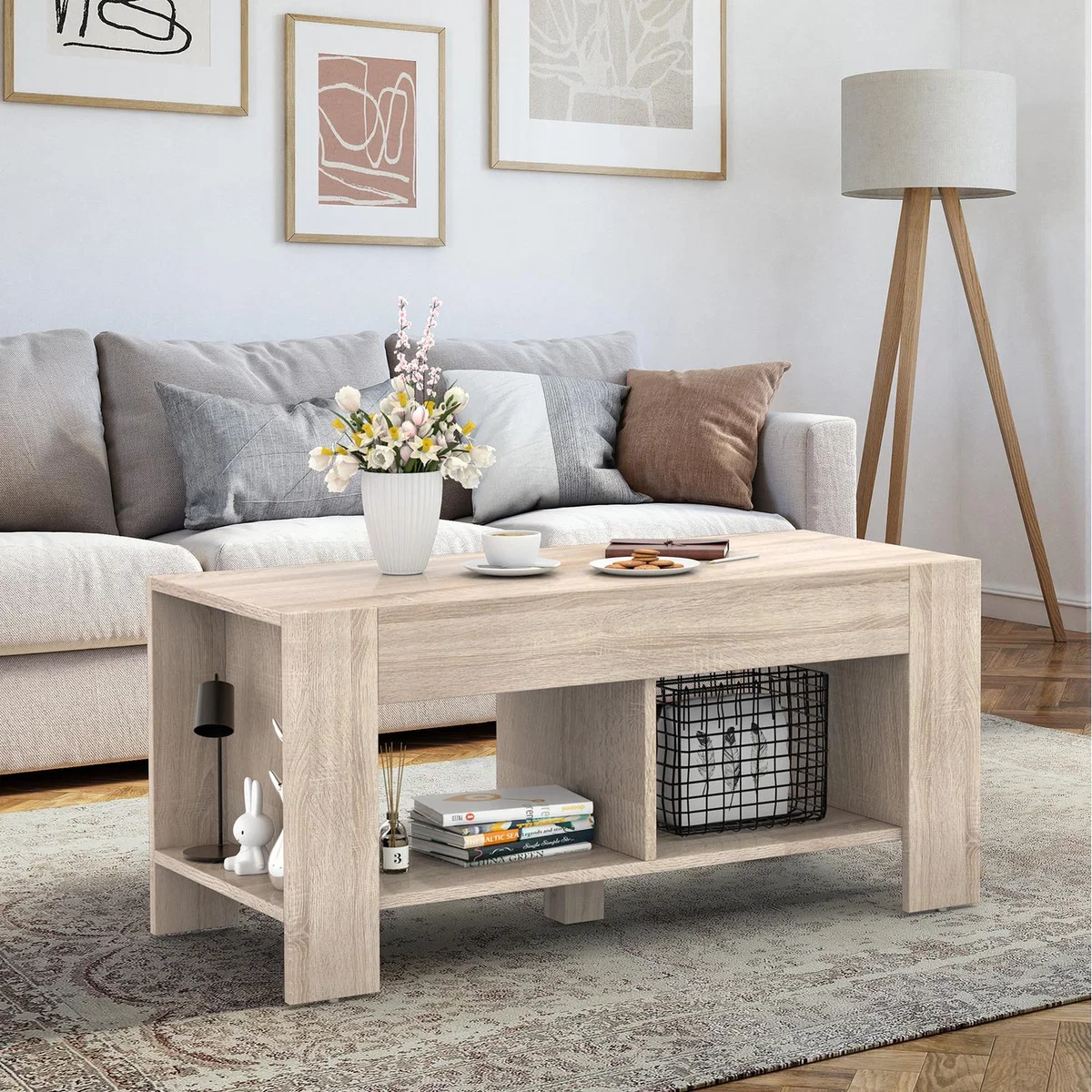 2-tier Coffee Tables-Oak - Oak