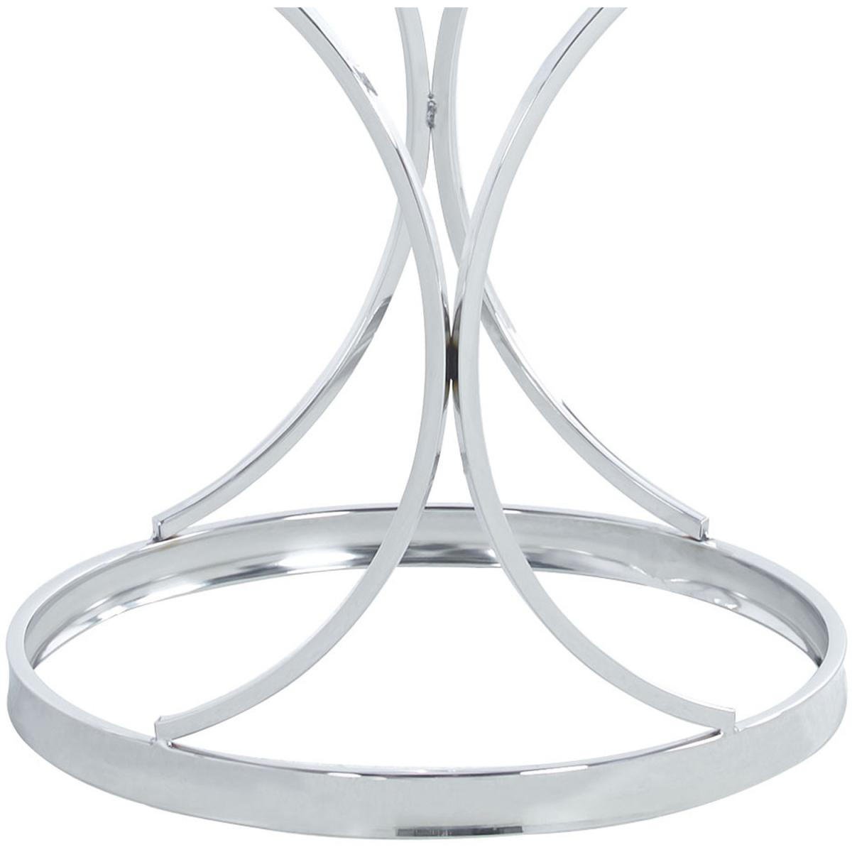 Modern Round Tempered Glass Coffee Tea End Table With Geometry Chrome Base - Silvery – image 2
