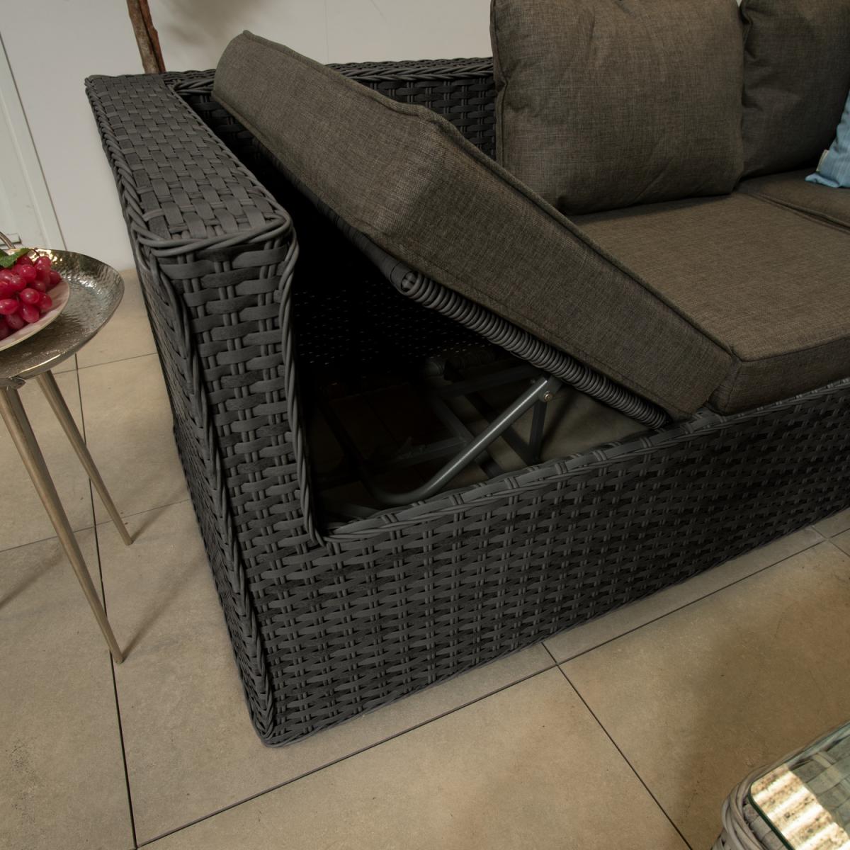Bracken Outdoors Madrid Rectangular Rattan Corner Sofa with Coffee Table - grey – image 3