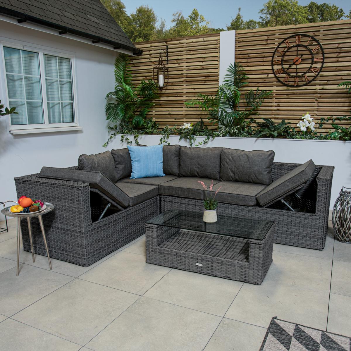 Bracken Outdoors Madrid Rectangular Rattan Corner Sofa with Coffee Table - grey – image 4