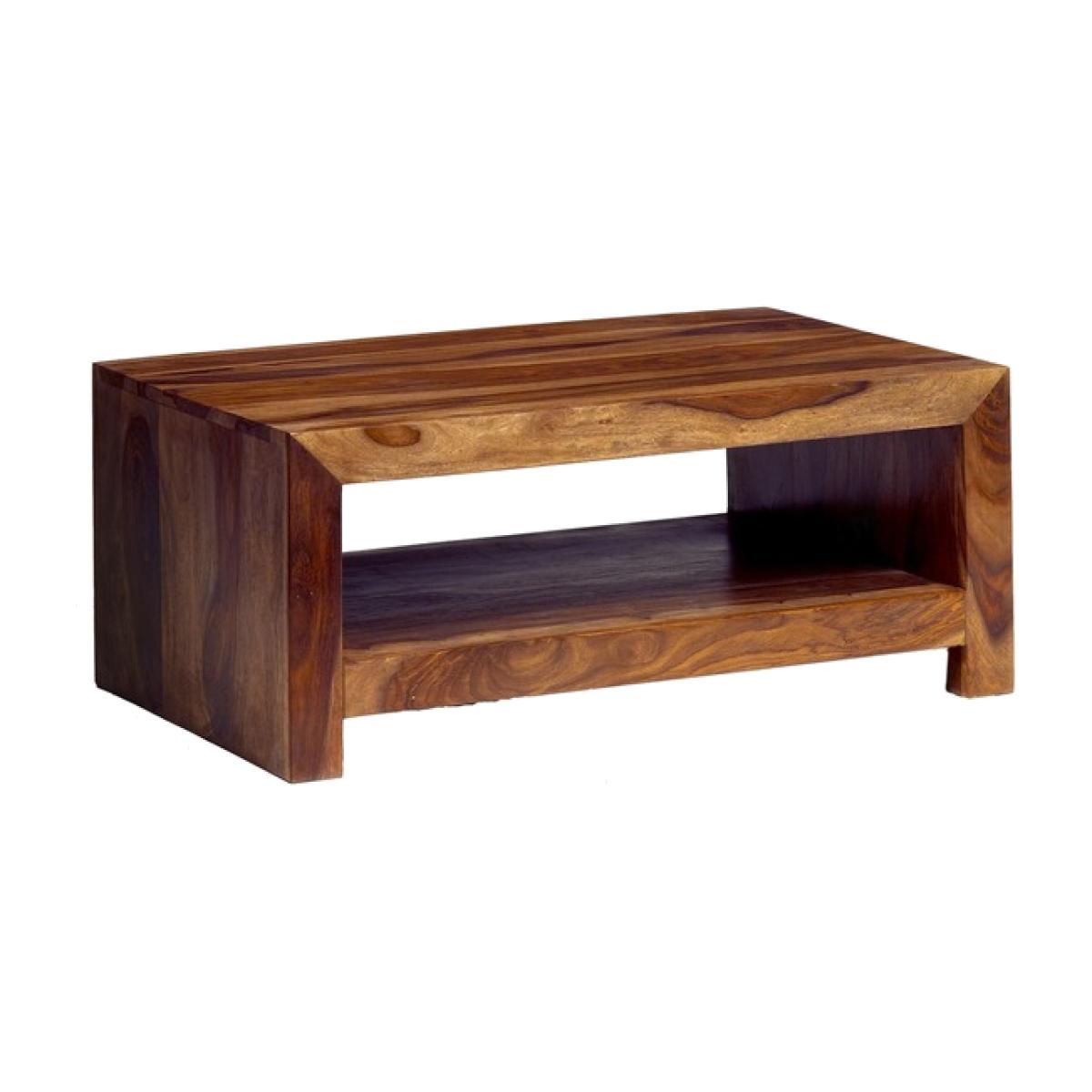 Cube Indian Wood Contemporary Coffee Table Medium - Wood