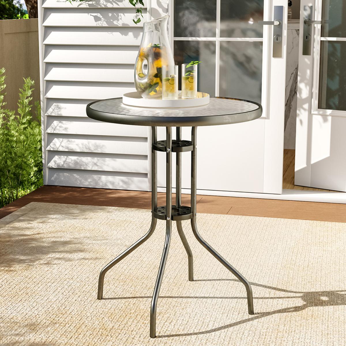 Stylish Round Coffee Tempered Glass Table With Painting Stand - Black / 8kg – image 10