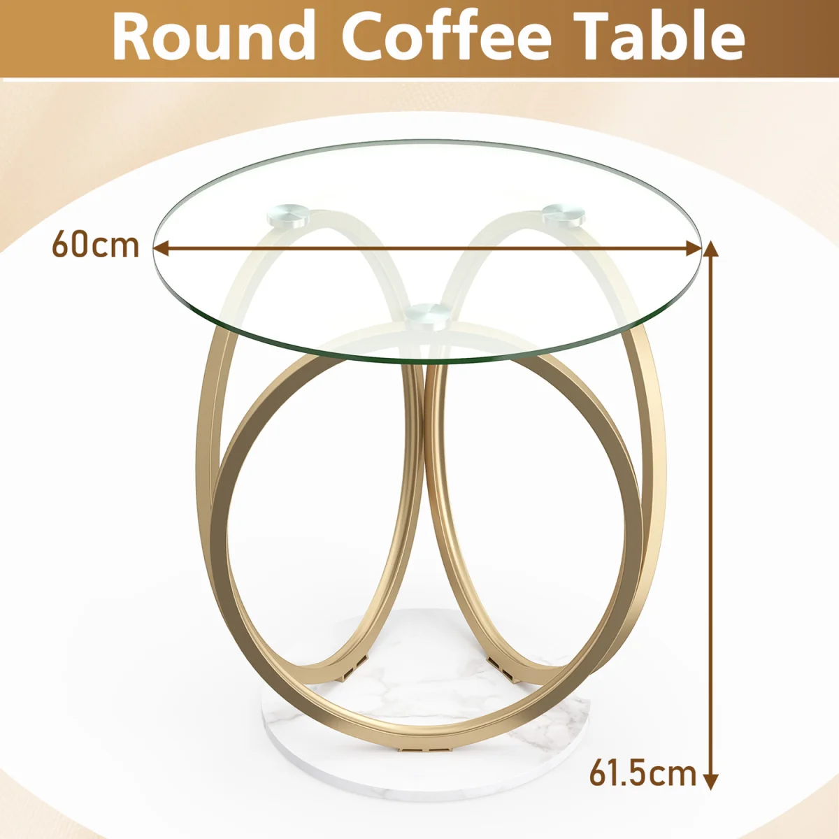 Oval circular coffee table - Gold – image 3