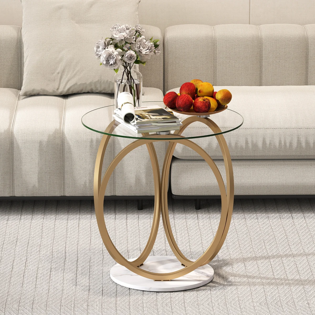 Oval circular coffee table - Gold – image 5