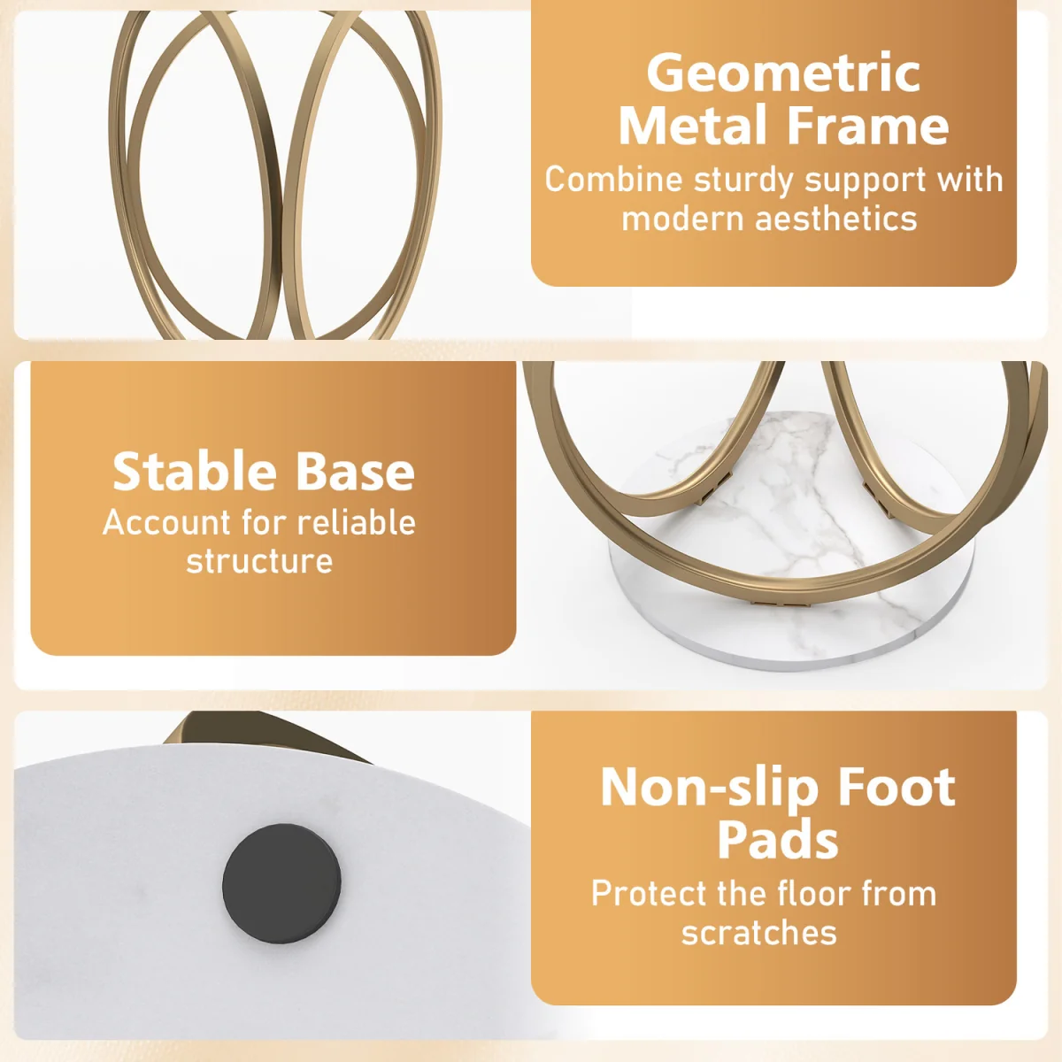 Oval circular coffee table - Gold – image 9