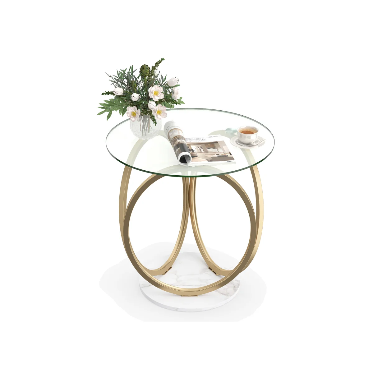 Oval circular coffee table - Gold – image 1