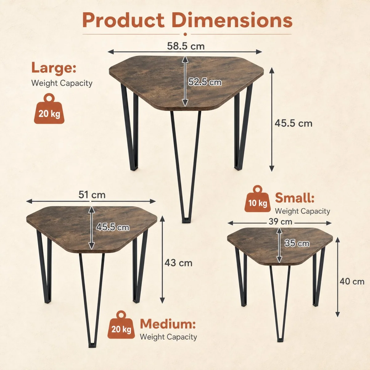 Set of 3 Industrial Nesting c - Rustic Brown – image 3