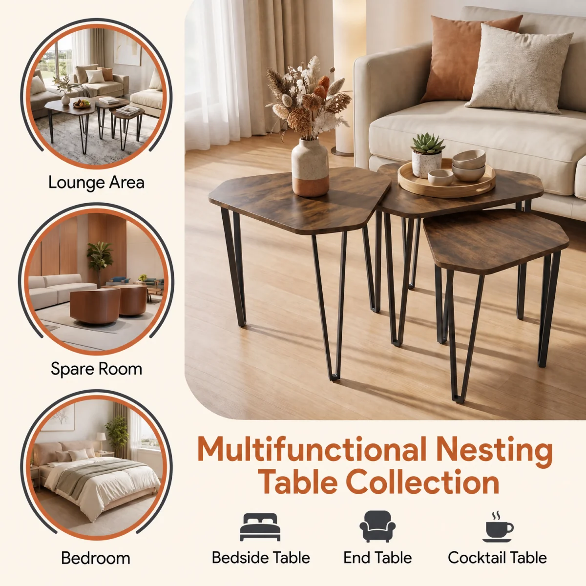 Set of 3 Industrial Nesting c - Rustic Brown – image 4