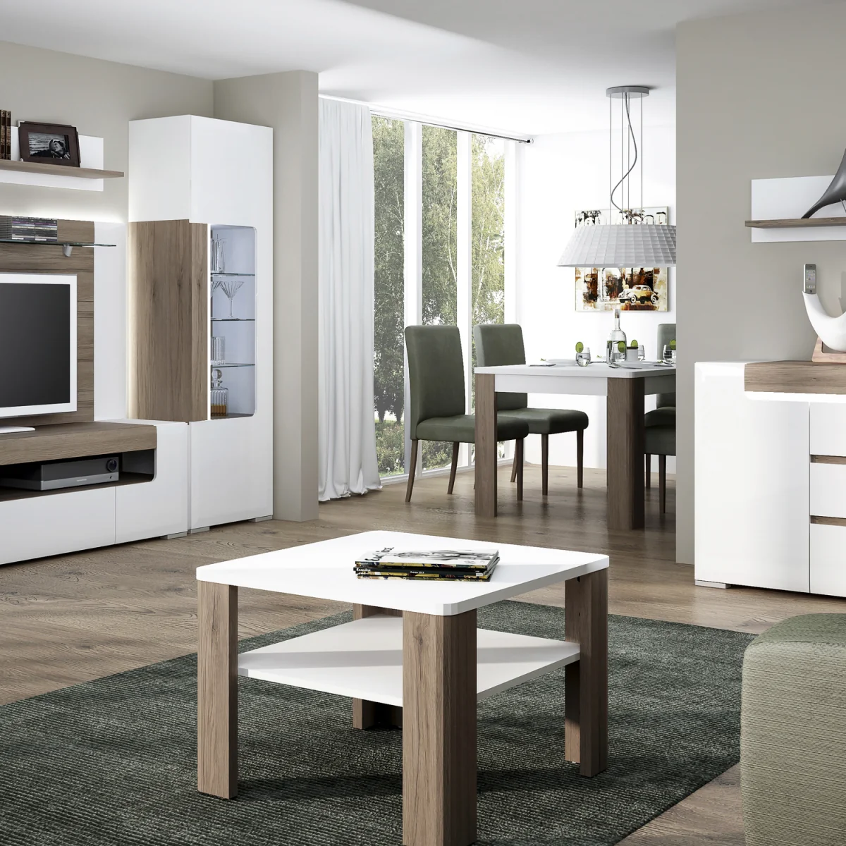 Toronto Coffee Table with shelf - White & Oak – image 3