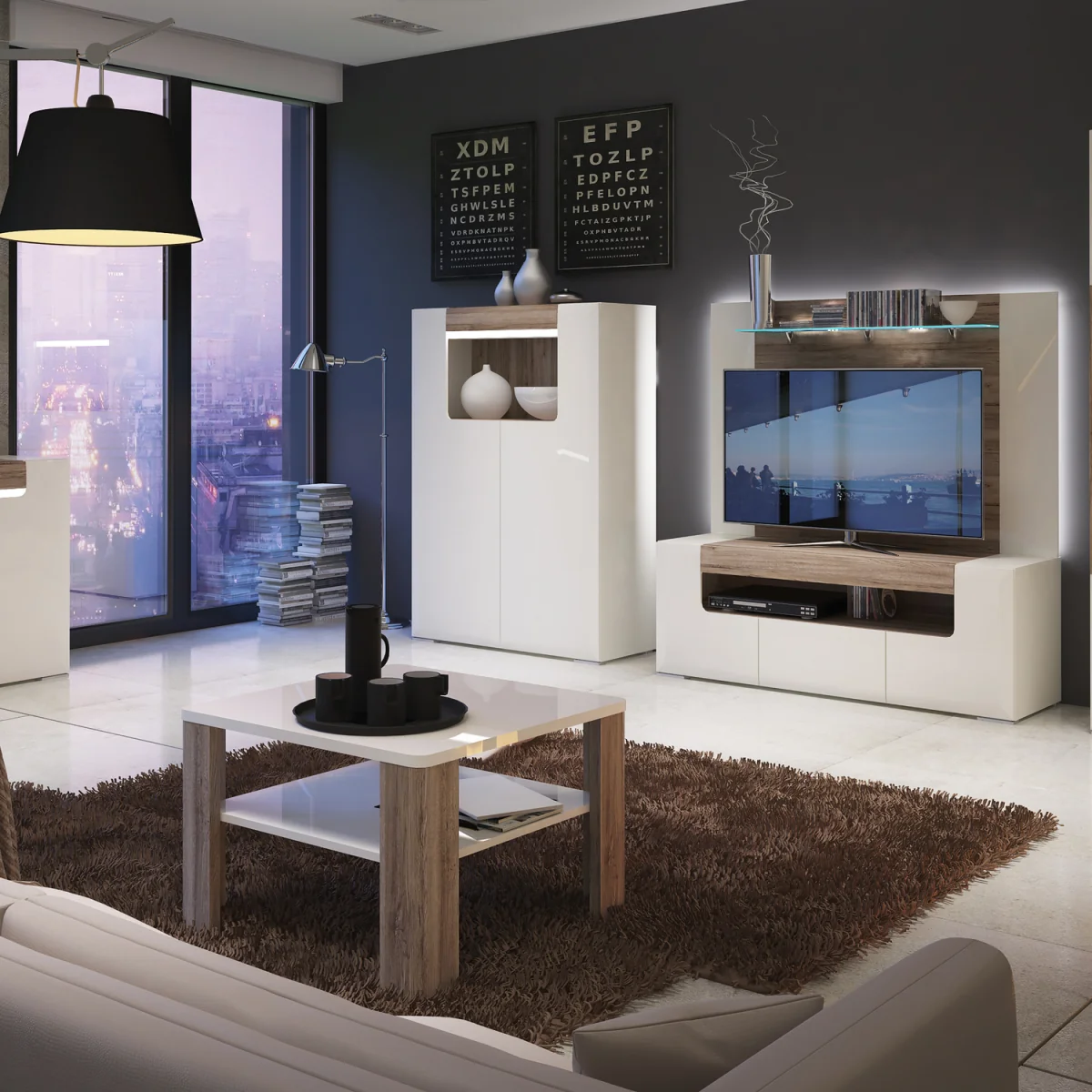 Toronto Coffee Table with shelf - White & Oak – image 4