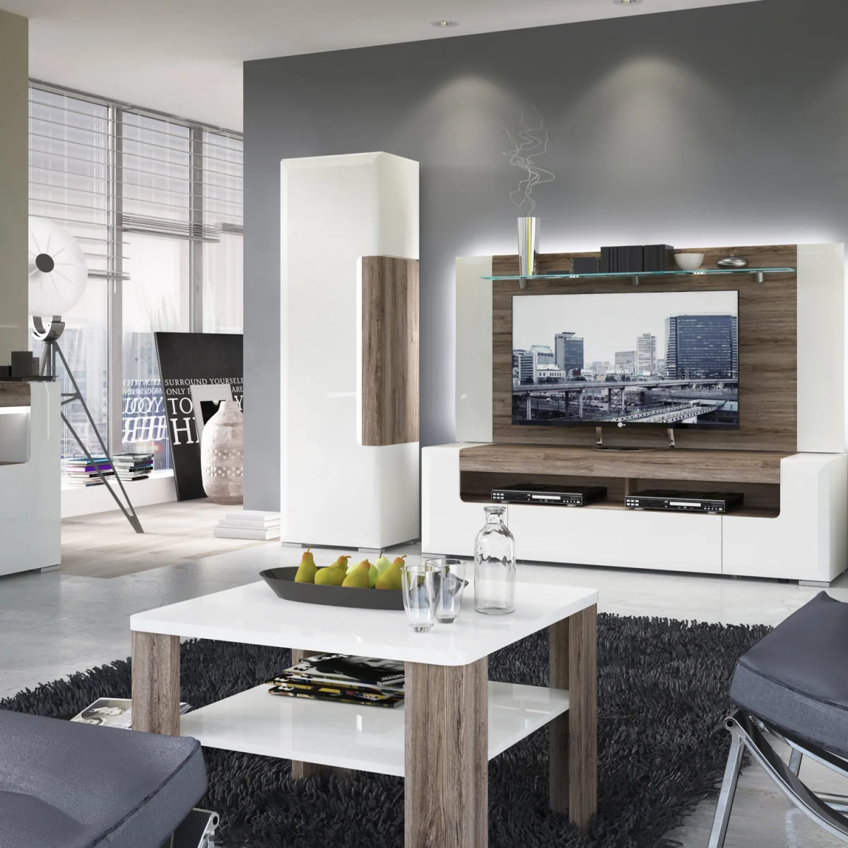 Toronto Coffee Table with shelf - White & Oak – image 5