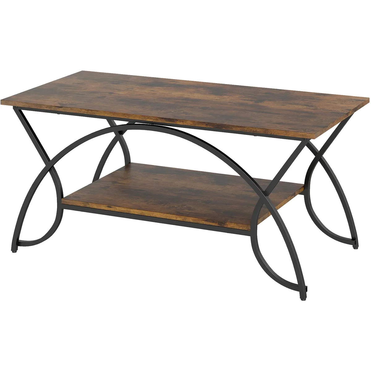 Costway 2-Tier Industrial Coffee Table - Brown – image 9