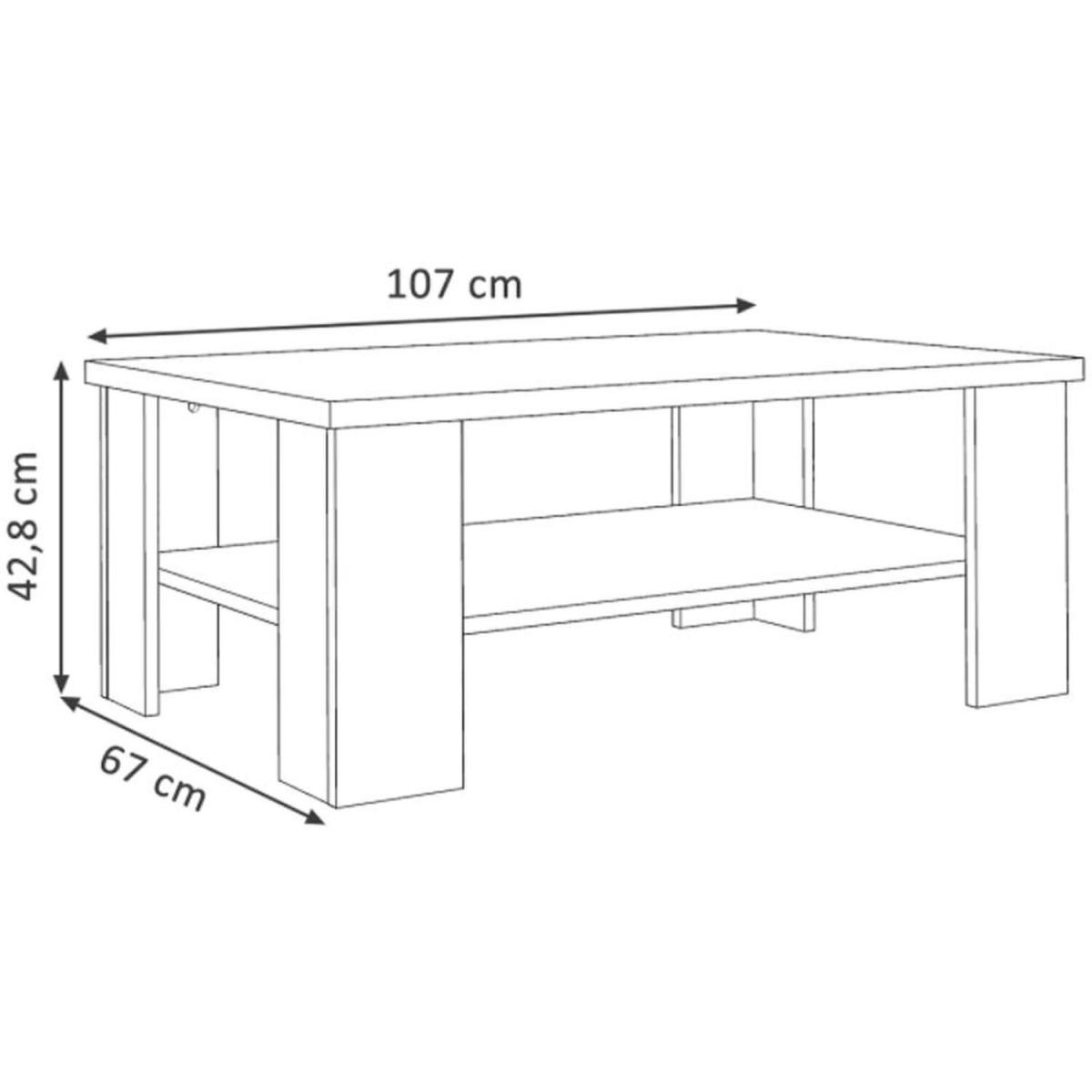 Traditional Large Two Tier Coffee Table. Matt White Legs with Bianco Oak Top - White – image 4