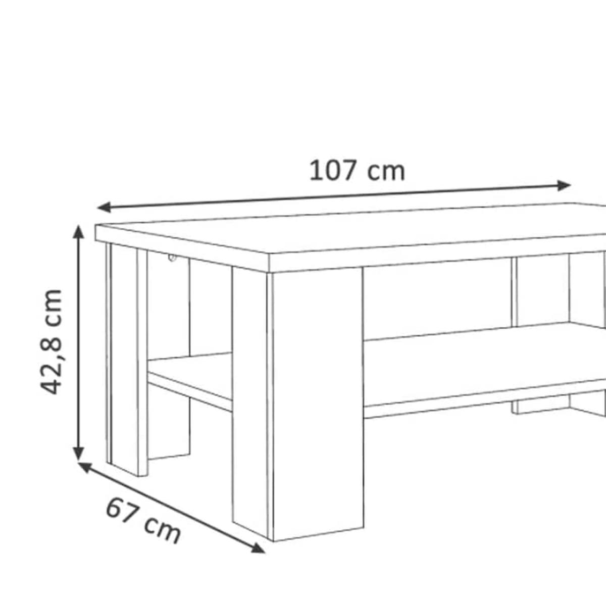 Traditional Large Two Tier Coffee Table. Matt White Legs with Bianco Oak Top - White – image 5
