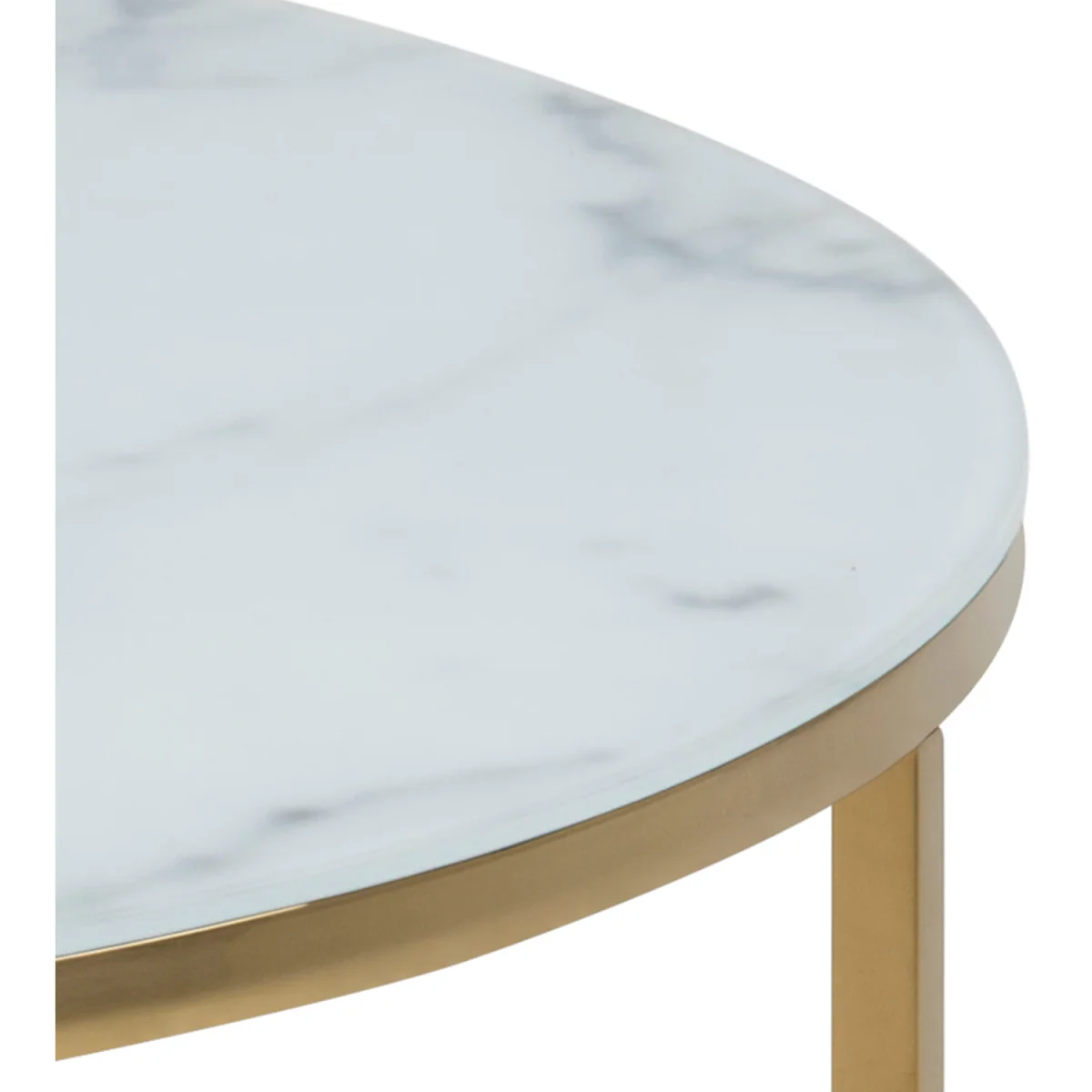 Alisma Round Coffee Table with White Crystal Clear Marble Glass Top & Gold Legs - White Marble & Gold – image 6
