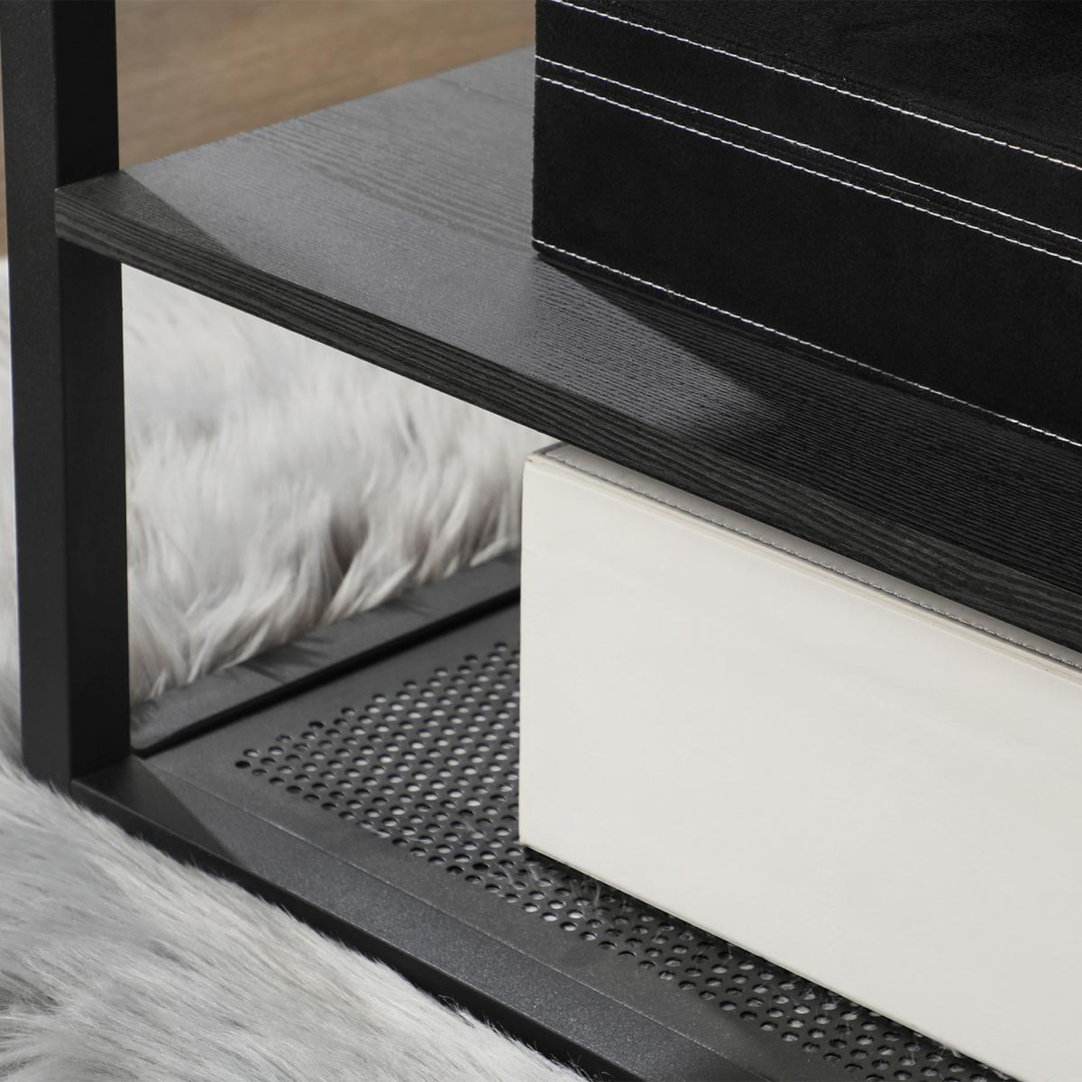Coffee Table with Shelf, Industrial Design, Wood Effect Black - Black Wood – image 2
