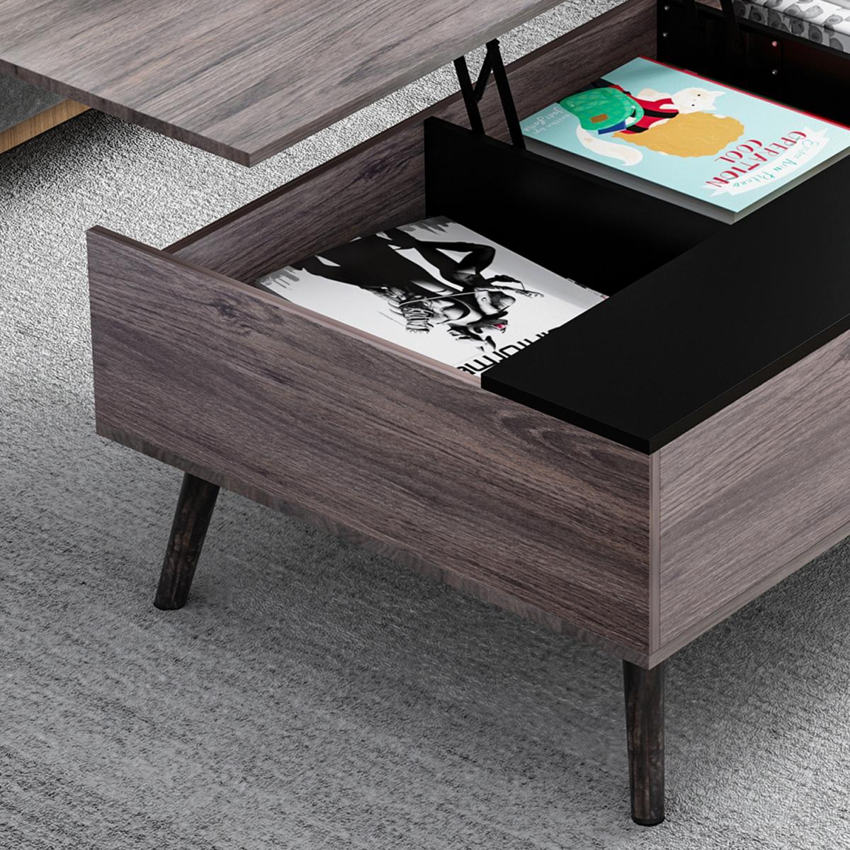 HOMCOM Lift-Top Coffee Table - Grey / 39.3 - 56.5 cm – image 12
