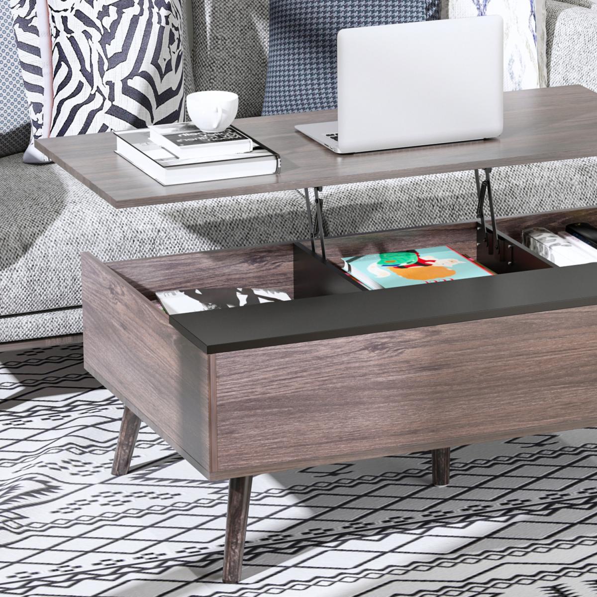 HOMCOM Lift-Top Coffee Table - Grey / 39.3 - 56.5 cm – image 13
