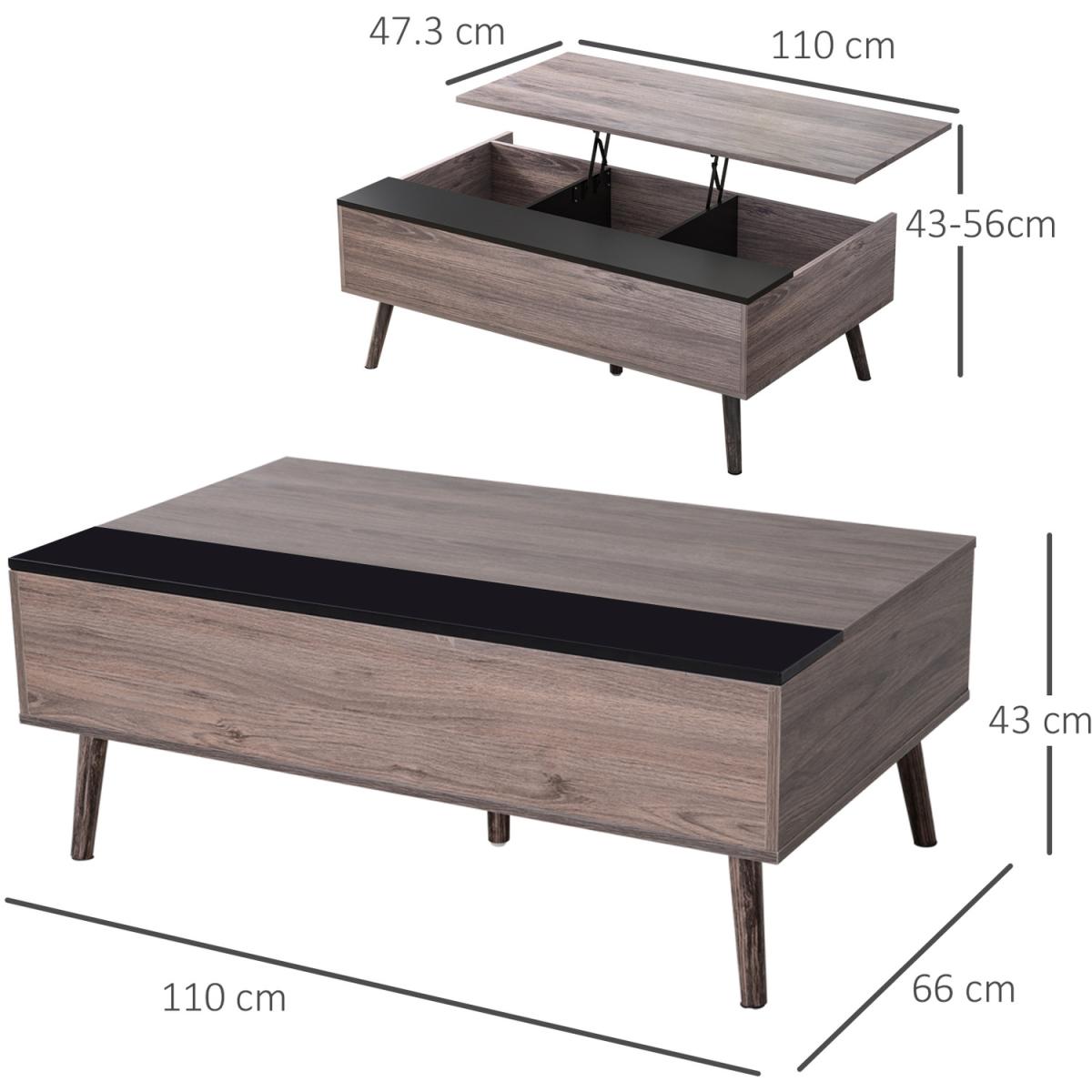 HOMCOM Lift-Top Coffee Table - Grey / 39.3 - 56.5 cm – image 8