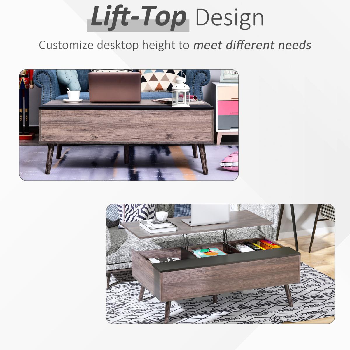 HOMCOM Lift-Top Coffee Table - Grey / 39.3 - 56.5 cm – image 9