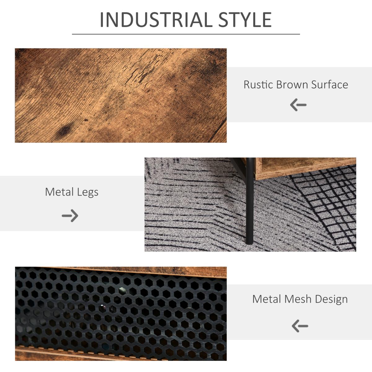 Industrial Coffee Table with Drawer - Rustic Brown – image 3