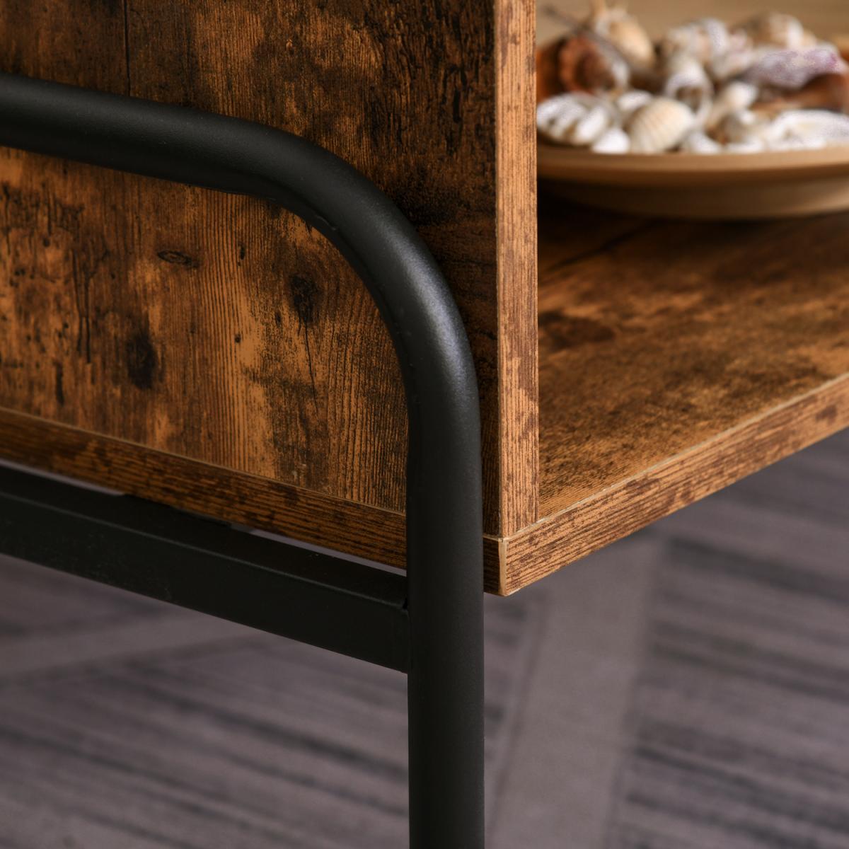 Industrial Coffee Table with Drawer - Rustic Brown – image 7