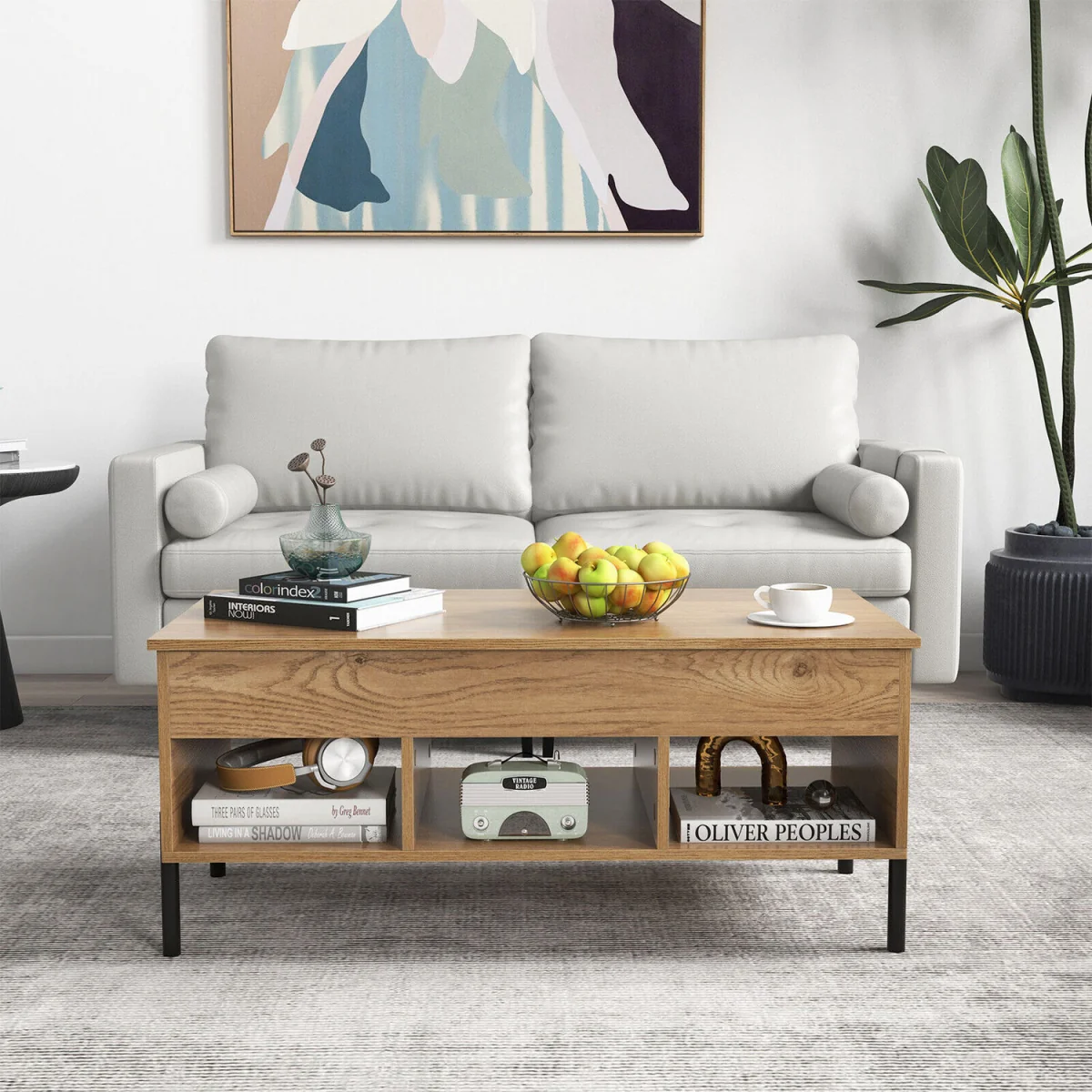 Central Coffee Table with Lifting Tabletop Cocktail Table - Brown – image 5