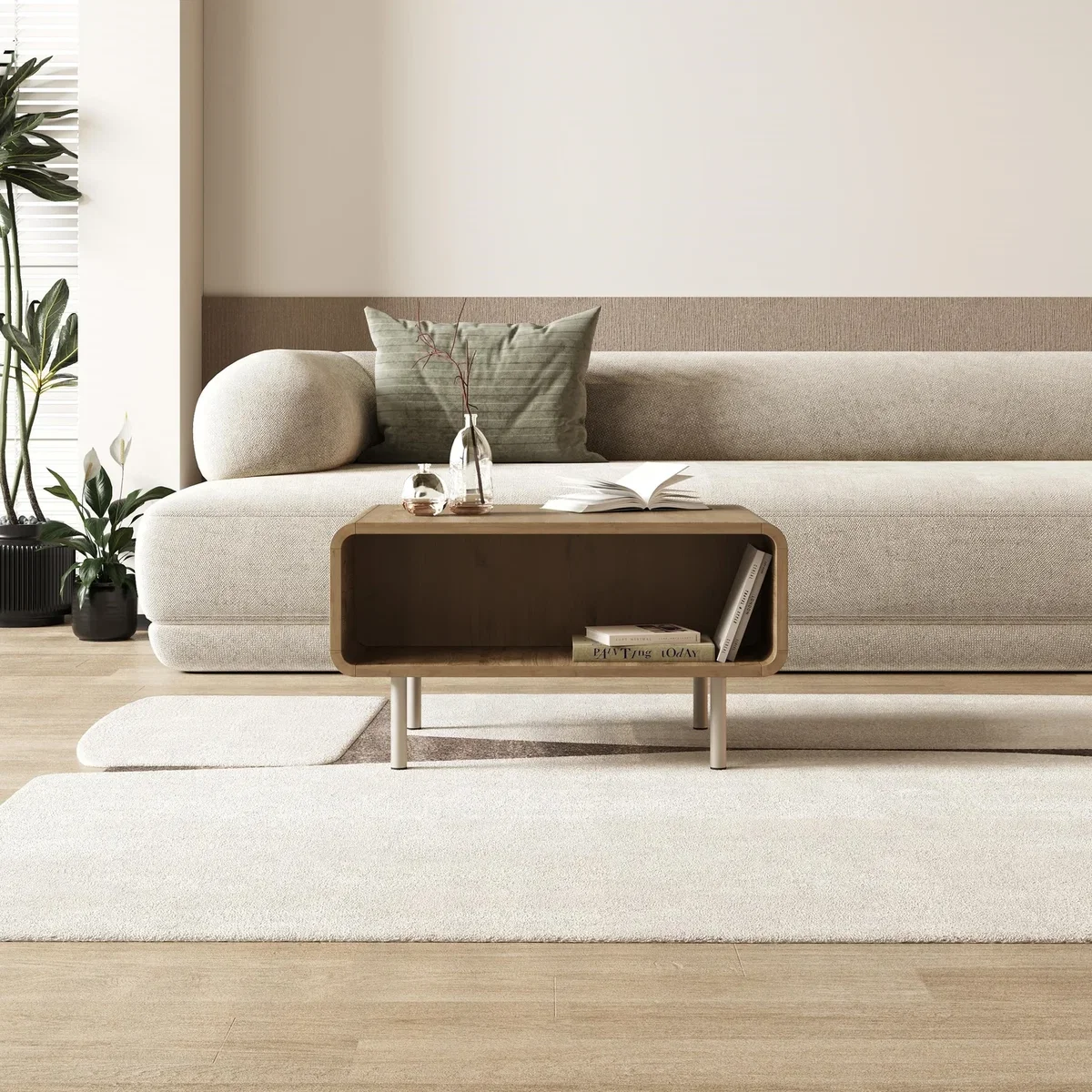 Decortie Draen Open Shelf Coffee Table - Natural Oak – image 1