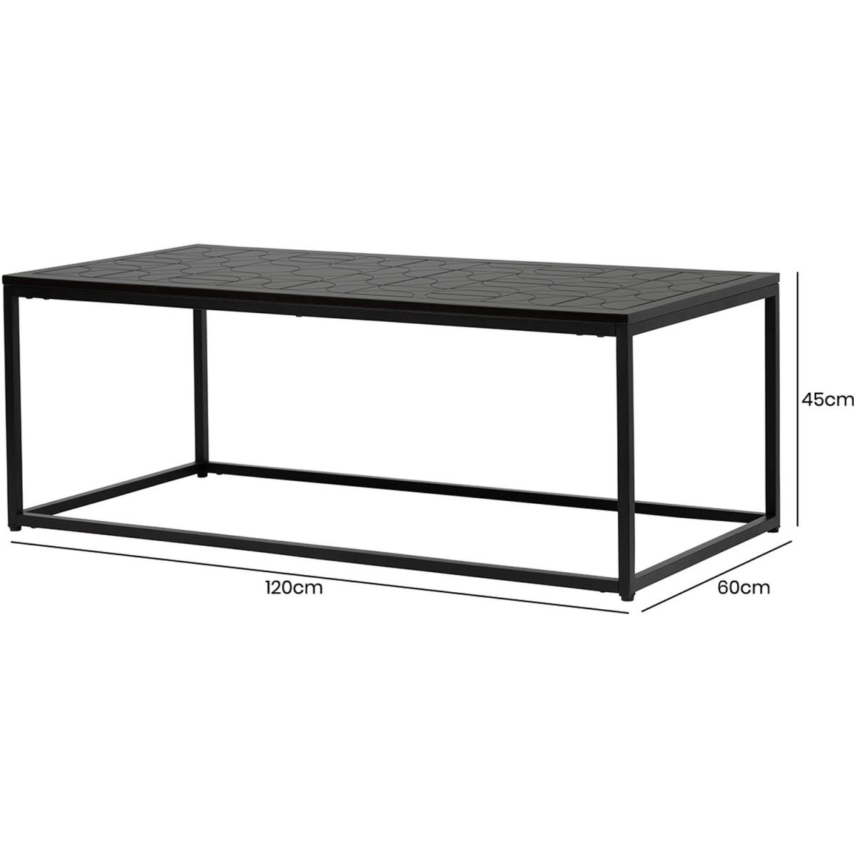Metal Coffee Table with Wooden Top - Black – image 4