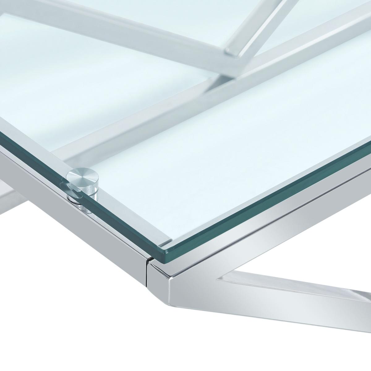 Clear Tempered Glass Coffee Table - Silver – image 2